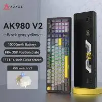 Ajazz геймърска механична клавиатура Wireless Gaming Mechanical Keyboard AK980 V2 - Gift Switch [Linear] (English US), Black, Gray