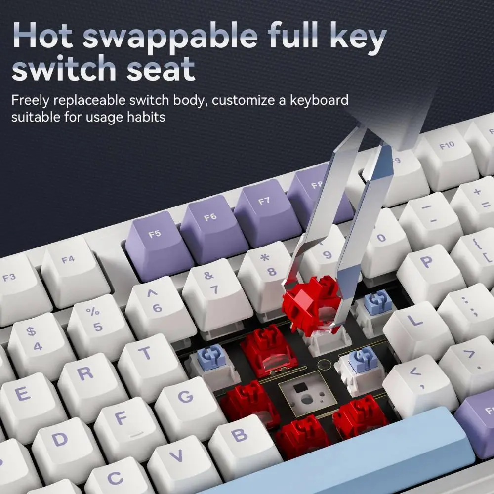 Ajazz геймърска механична клавиатура Wireless Gaming Mechanical Keyboard AK980 V2 - Gift Switch [Linear] (English US), Black, Gray