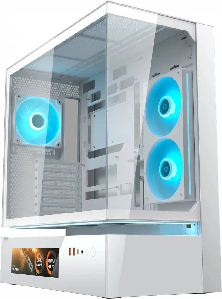 Кутия COUGAR CFV235 Vision Mid Tower White Case, LCD Display - CGR-2DA4W-V