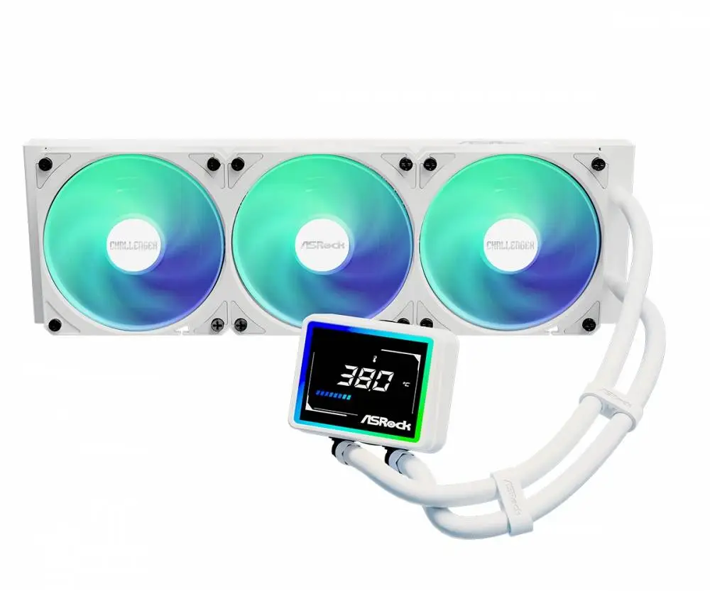 Водно охлаждане Asrock Challenger White 360 Digital, 360mm, ARGB, LCD Display AIO Cooler