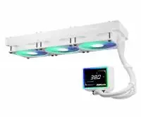 Водно охлаждане Asrock Challenger White 360 Digital, 360mm, ARGB, LCD Display AIO Cooler