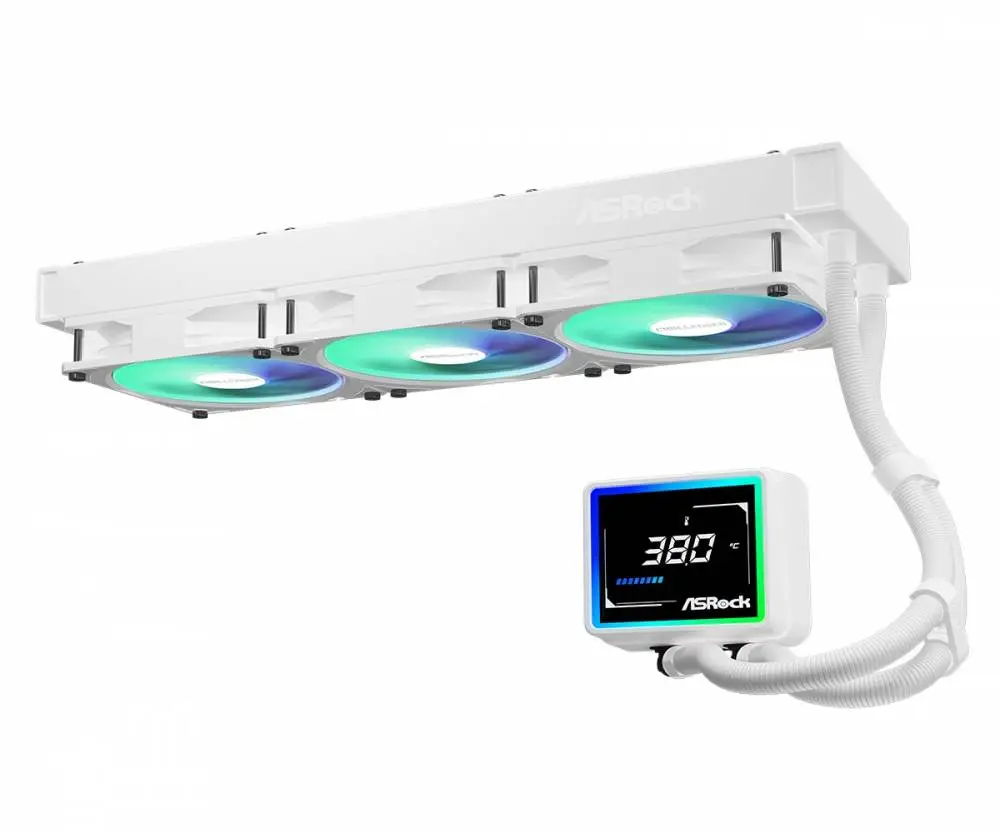 Водно охлаждане Asrock Challenger White 360 Digital, 360mm, ARGB, LCD Display AIO Cooler