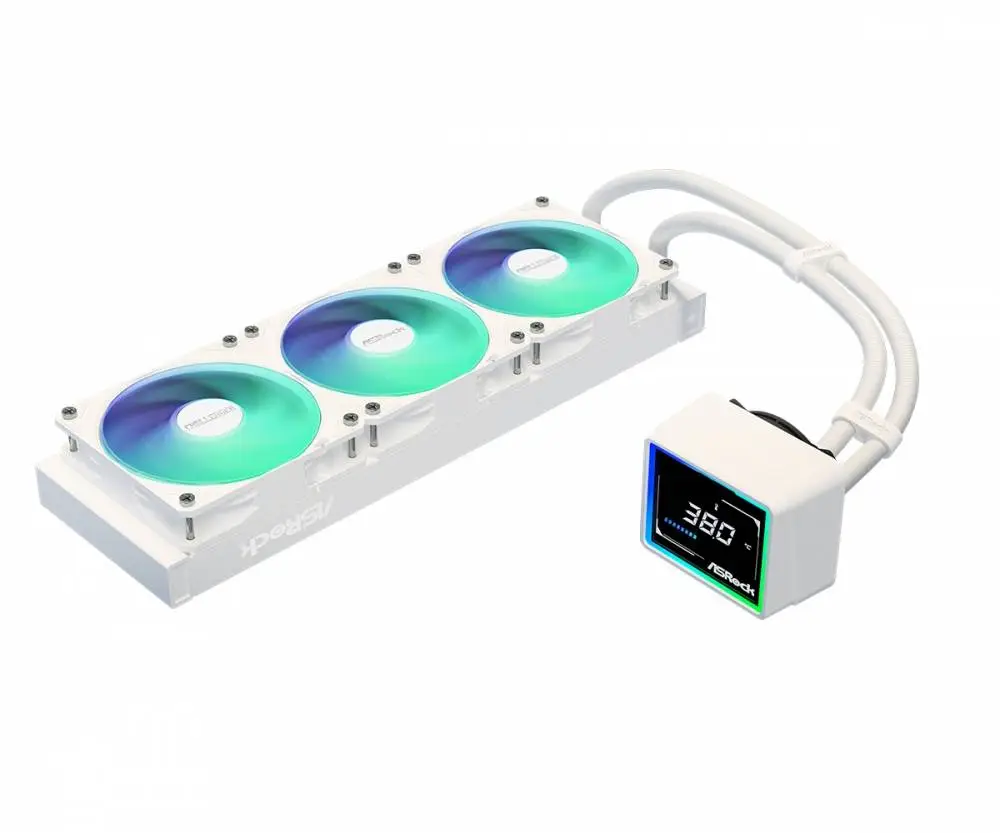 Водно охлаждане Asrock Challenger White 360 Digital, 360mm, ARGB, LCD Display AIO Cooler
