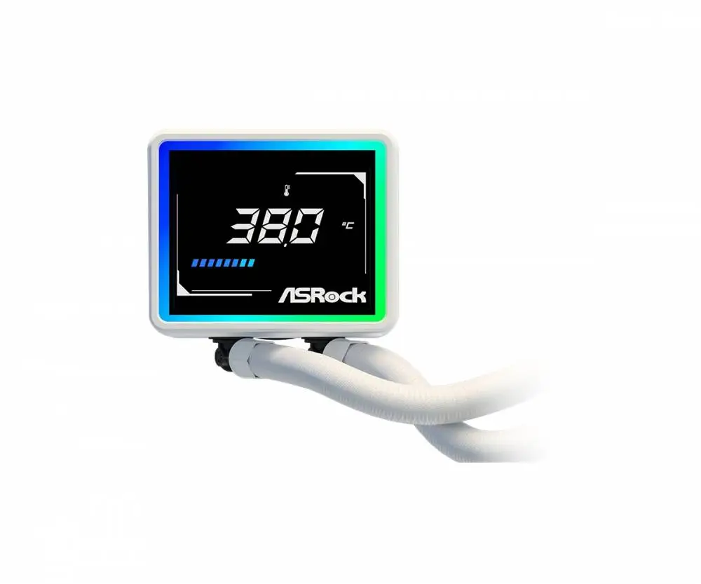 Водно охлаждане Asrock Challenger White 360 Digital, 360mm, ARGB, LCD Display AIO Cooler