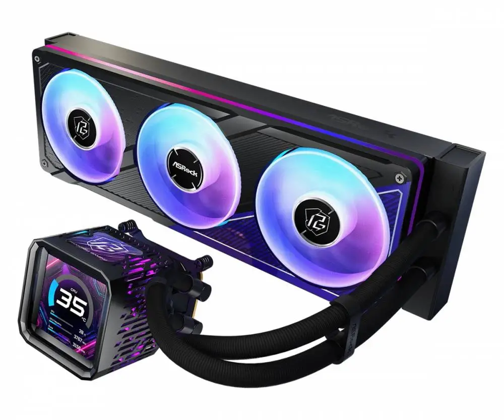 Водно охлаждане Asrock Phantom Gaming 360 LCD, 360mm, ARGB, LCD Display, AIO Cooler