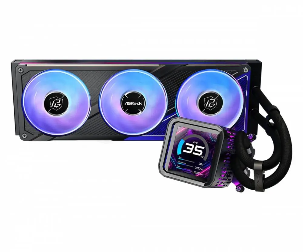 Водно охлаждане Asrock Phantom Gaming 360 LCD, 360mm, ARGB, LCD Display, AIO Cooler