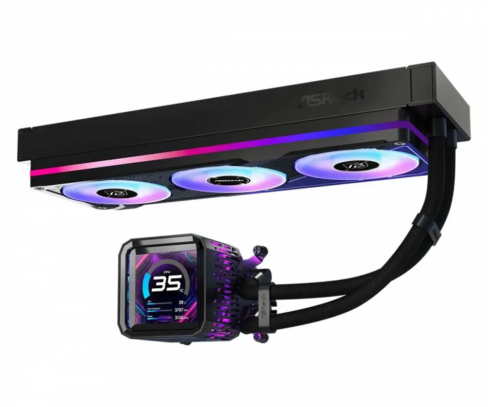 Водно охлаждане Asrock Phantom Gaming 360 LCD, 360mm, ARGB, LCD Display, AIO Cooler
