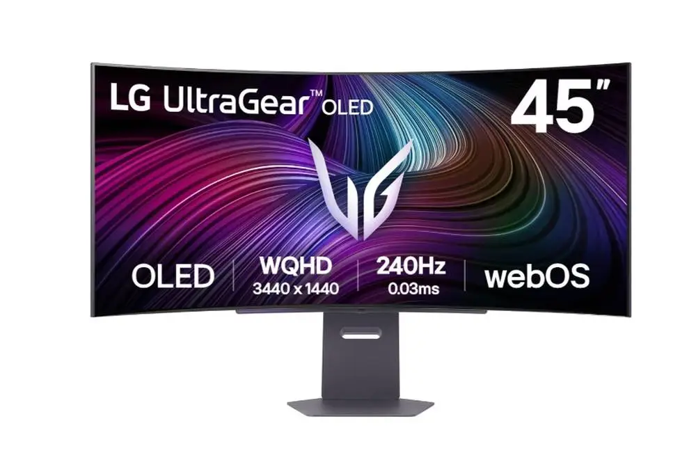 Монитор LG 45GX90SA-B, 44.5", OLED UltraGear 21:9 Curved Smart, WQHD (3440x1440), 240Hz, 0.03 ms, HDR 400, Free-sync, G-Sync, USB-C, PD 65W, HDMI, DP, PBP, Speakers 7W x2, Bluetooth, Black