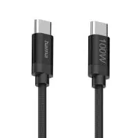 Hama Кабел за зареждане, "Fabric", USB-C - USB-C, 100 W, 1.5 m, Nylon, black