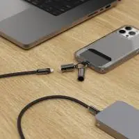 Hama Кабел за зареждане, USB-C, 2 в 1 с връзка за телефон, 1.2 m, черен