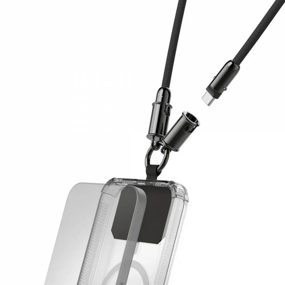Hama Кабел за зареждане, USB-C, 2 в 1 с връзка за телефон, 1.2 m, черен