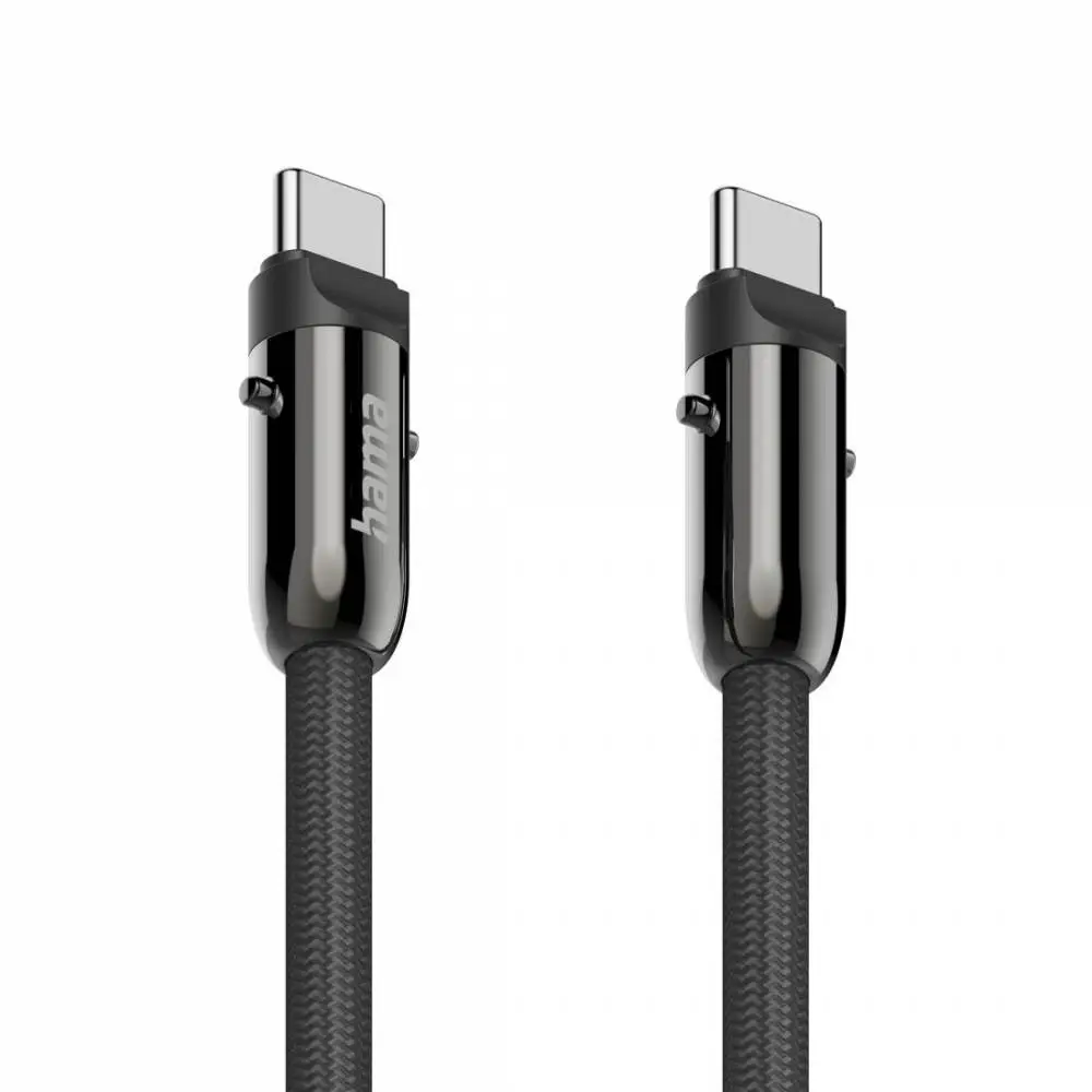 Hama Кабел за зареждане, USB-C, 2 в 1 с връзка за телефон, 1.2 m, черен