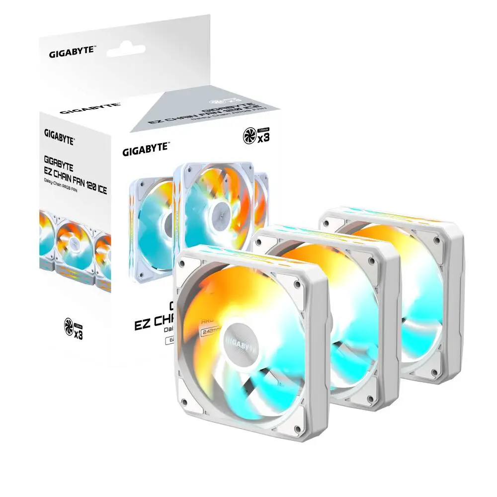Вентилатори GIGABYTE AORUS EZ CHAIN FAN 120 ICE ARGB, 3-Pack