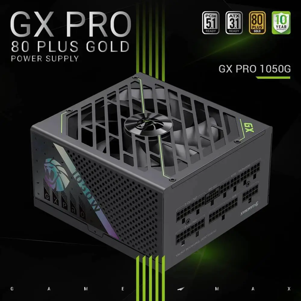Захранване Gamemax GX PRO 1050G PSU ATX 3.1 1050W Plus Gold, Full Modular