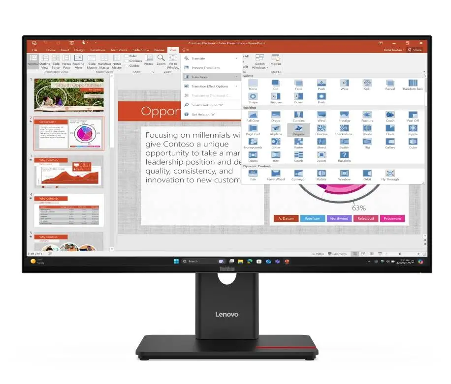 Монитор Lenovo ThinkVision T27-40 27" IPS, WLED, 1920x1080, 4ms, 120Hz, HDMI, DP, VGA, USB hub - 64A5MAT6EU