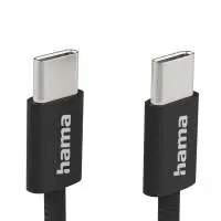 HAMA Кабел за зареждане "Fabric", USB-C - USB-C, 1 m, Nylon, черен