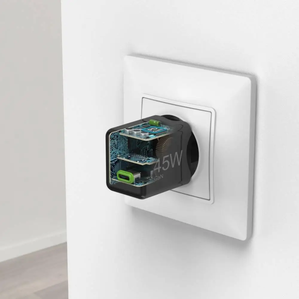 HAMA Бързо мини зарядно GaN, USB-C, PD, 45 W, черно