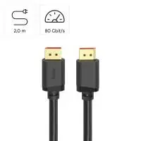 HAMA Кабел DisplayPort, DP 2.1, Ultra-HD 16K, 80 Gbit/s, 2 m