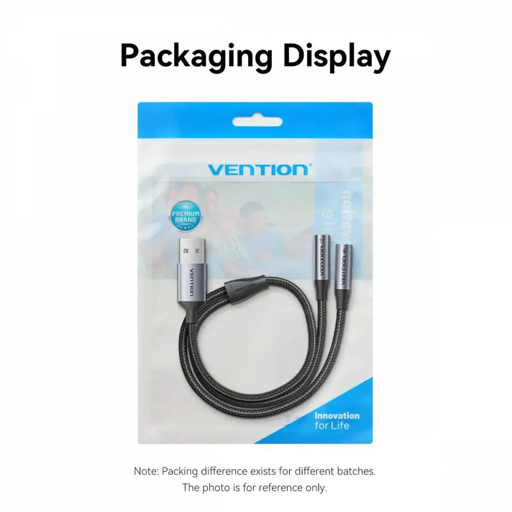 Vention външна звукова карта USB Sound card 2-Port 0.25M Gray - CVHHC