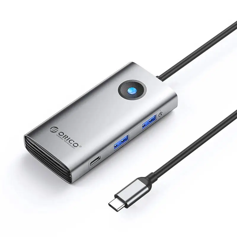 Orico докинг станция Docking Station Type-C - PW11-6PCR-GY-EP - HDMI x 1, USB-C x 1, USB3.0 x 2, USB-C PD100W x 1, LAN x 1 (1Gbps)