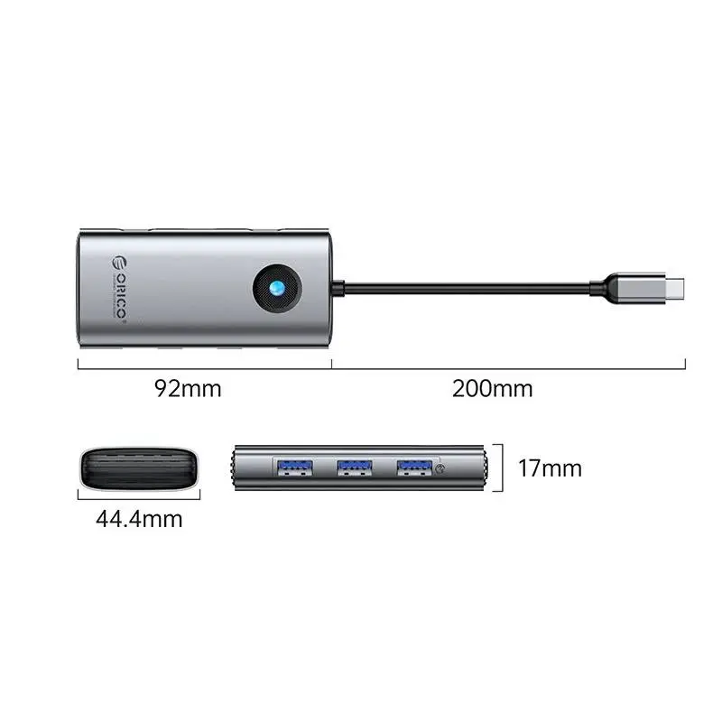 Orico докинг станция Docking Station Type-C - PW11-6P-GY-EP - HDMI x 1, USB-C x 1, USB3.0 x 3, USB-C PD100W x 1