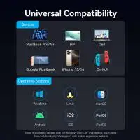 Vention докинг станция Docking Station Type-C - TQZHB - 8K, LED Display - HDMI, USB 3.0 x 2, USB-C 3.2 Gen 1, PD100W,  LAN (1Gbps)