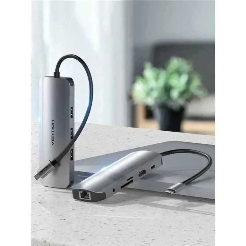 Vention докинг станция Docking Station Type-C - TOLHB - HDMI x 1, USB3.0 x 3, USB-C PD100W x 1, LAN x 1 (1Gbps), SD/TF, Audio