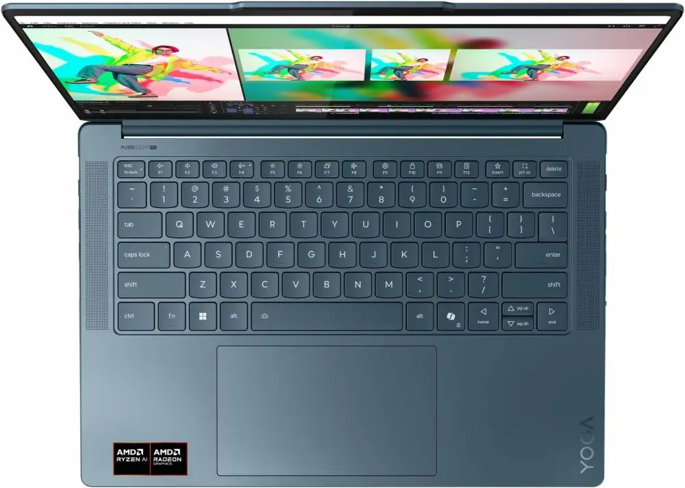 Лаптоп LENOVO Yoga Pro 7 AMD Ryzen AI 7 350 14.5inch OLED 500N 90Hz 32GB DDR5 1TB W11H Tidal Teal - 83KG000QBM
