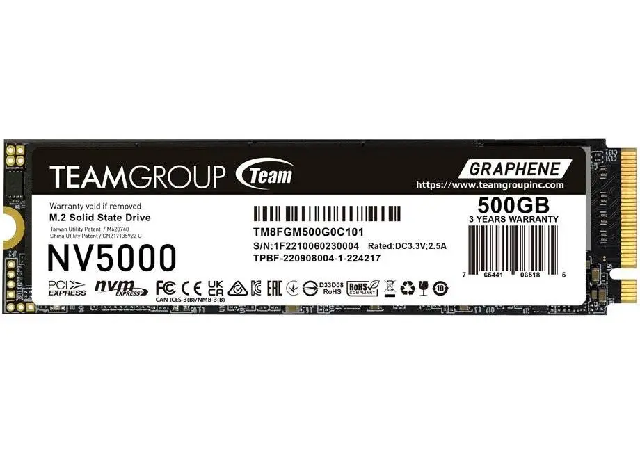 Диск SSD Team Group NV5000, 500GB M.2 2280 NVMe PCIe 4.0 - TM8FGM500G0C101