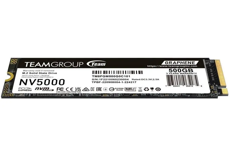 Диск SSD Team Group NV5000, 500GB M.2 2280 NVMe PCIe 4.0 - TM8FGM500G0C101