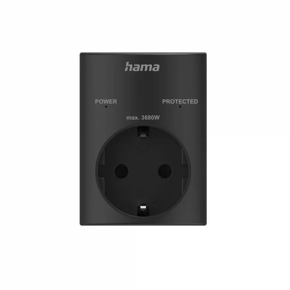 HAMA Контакт с вградена защита от пренапрежение, черен