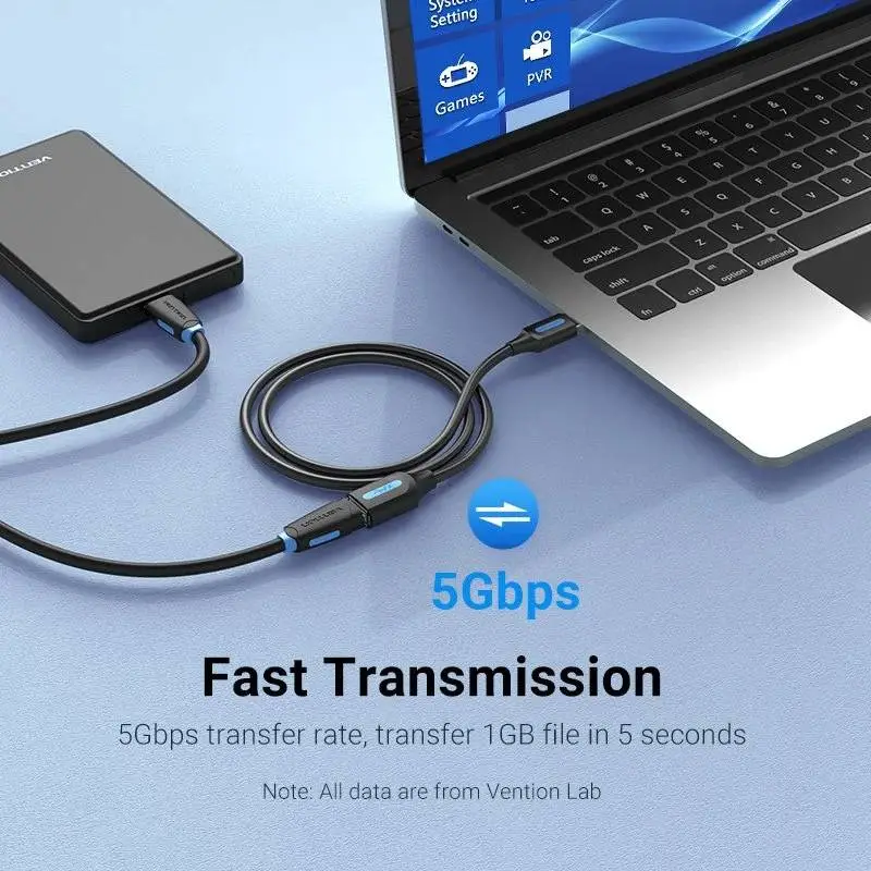 Vention Кабел USB 3.0  Extension AM / AF - 0.5M Black - CBHBD