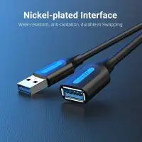 Vention Кабел USB 3.0  Extension AM / AF - 0.5M Black - CBHBD