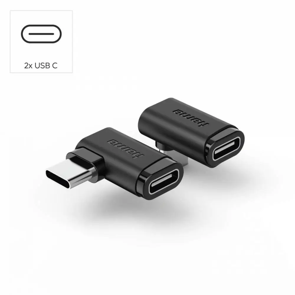 HAMA Адаптер 90&deg;C USB-C, USB 3.2 Gen2, 10 Gbit/s, 5 A, 240 W, комплект от 2