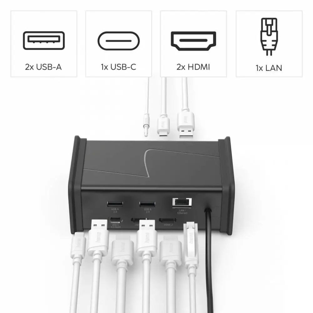HAMA Докинг станция USB-C "Connect2Office Black", 9 порта, 2x HDMI&trade;, USB-A, USB-C, LAN