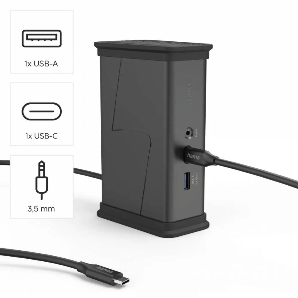 HAMA Докинг станция USB-C "Connect2Office Black", 9 порта, 2x HDMI&trade;, USB-A, USB-C, LAN