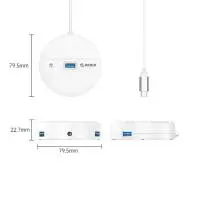 Orico хъб HUB USB3.1 Type-C 4 port - 4 x USB3.0 White, Audio/Mic x 1 - YS4-C3-03-WH-BP
