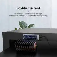 Orico хъб USB3.0 HUB 7 port with Power Adapter, On/Off buttons, Aluminium - AT2U3-7AB-EU-GY