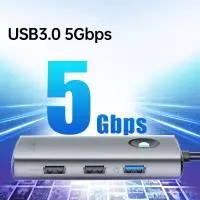 Orico докинг станция Docking Station Type-C - PW11-6P25R-GY-BP - HDMI, USB-A x 3, PD100W x 1, LAN (2.5Gbps)