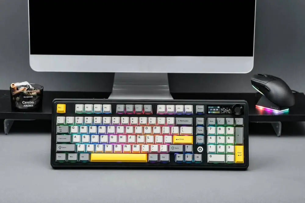 Геймърска механична клавиатура Ajazz Wireless Gaming Mechanical Keyboard AK980 V2 - Maillard Switch [Linear] (English US), Purple, White