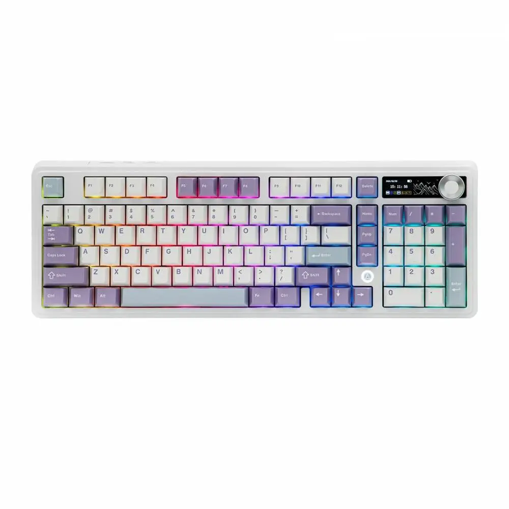 Геймърска механична клавиатура Ajazz Wireless Gaming Mechanical Keyboard AK980 V2 - Gift Switch [Linear] (English US), Purple, White, Blue