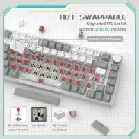 Геймърска механична клавиатура Ajazz Gaming Mechanical Keyboard AK820 - AS Red Switch [Linear] (English US), Gray White, White Light