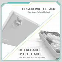 Геймърска механична клавиатура Ajazz Gaming Mechanical Keyboard AK820 - AS Red Switch [Linear] (English US), Gray White, White Light