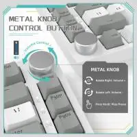 Геймърска механична клавиатура Ajazz Gaming Mechanical Keyboard AK820 - AS Red Switch [Linear] (English US), Gray White, White Light