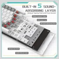 Геймърска механична клавиатура Ajazz Gaming Mechanical Keyboard AK820 - AS Red Switch [Linear] (English US), Gray White, White Light