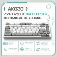 Геймърска механична клавиатура Ajazz Gaming Mechanical Keyboard AK820 - AS Red Switch [Linear] (English US), Gray White, White Light