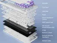 Геймърска механична клавиатура Ajazz Gaming Mechanical Keyboard AK820 - Blue Switches [Tactile] (English US), White, Blue Light
