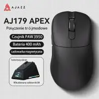 Ajazz професионална геймърска мишка AJ179 APEX - Wireless Gaming Mouse - 8K, Magnetic Charging Dock, White