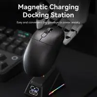 Ajazz професионална геймърска мишка AJ179 APEX - Wireless Gaming Mouse - 8K, Magnetic Charging Dock, White