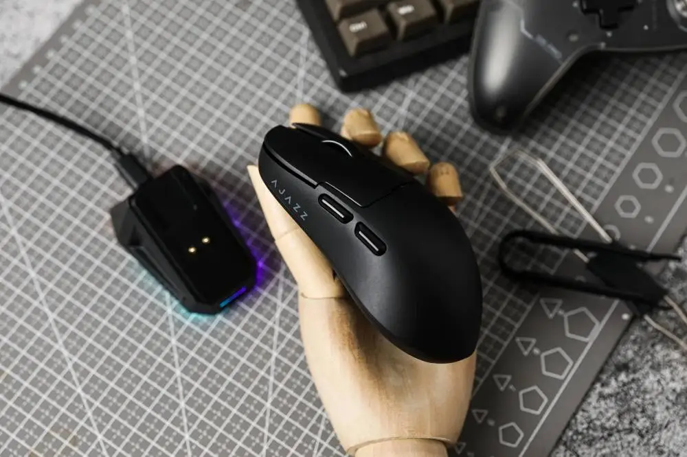 Ajazz професионална геймърска мишка AJ159 PRO - Wireless Gaming Mouse - 8K, Magnetic Charging Dock, White